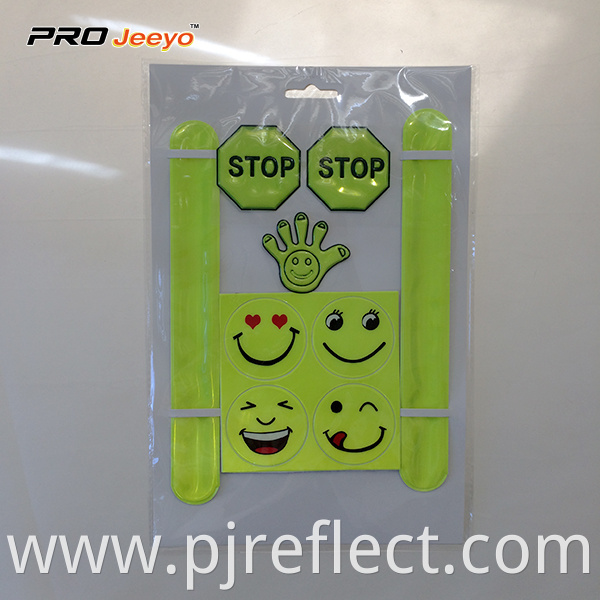 Reflective Smile Pvc Slap Warp Sticker Set Wb Swss001